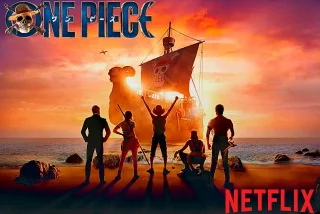 바다위에 있는 해적선을 바라보고 있는 넷플릭스 원피스 주인공들 썸네일